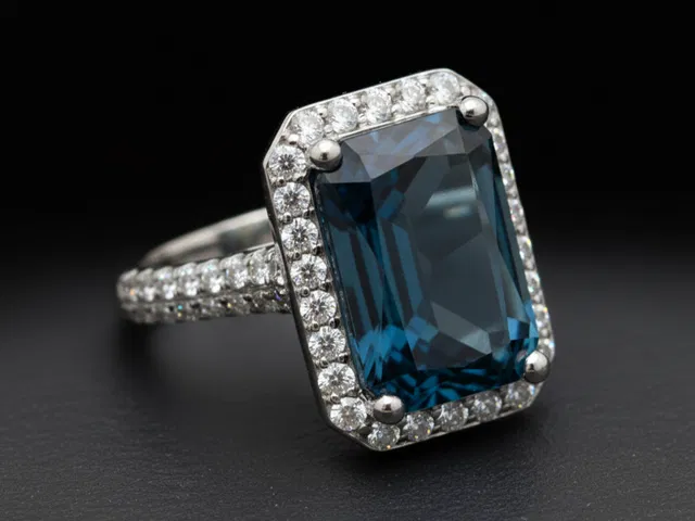 London Blue Topaz and Diamond Bespoke Statement Ring